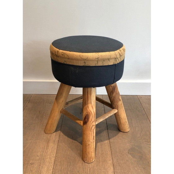 Image 1 of Pair of vintage stools in pine wood, France 1970