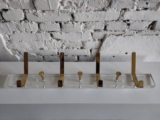 Hollywood Regency Acrylic Glass Wall Coat Rack