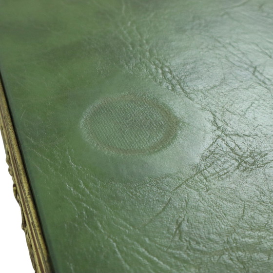 Image 1 of Hollywood Regency Coffee Table Leather Brass