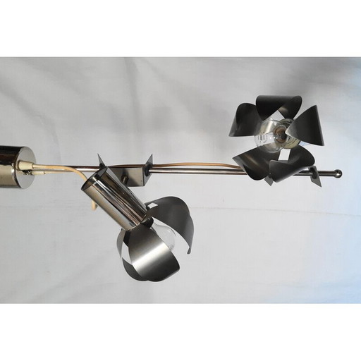 Vintage metal flower chandelier, 1970