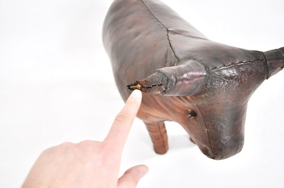 Image 1 of Leather Bull Stool By Dimitri Omersa, 1960S