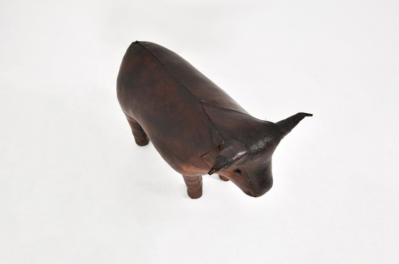 Image 1 of Leather Bull Stool By Dimitri Omersa, 1960S