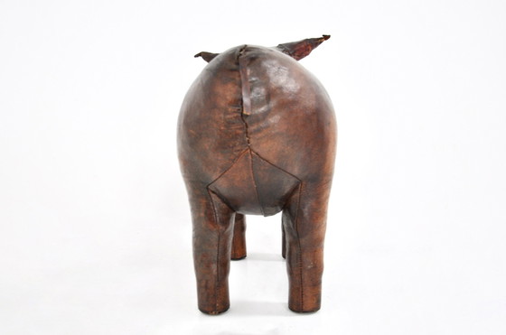 Image 1 of Leather Bull Stool By Dimitri Omersa, 1960S