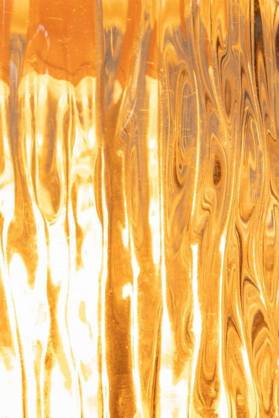 Image 1 of Vintage glass pendant lamp 1960s, ribbed glass Japandi lamp