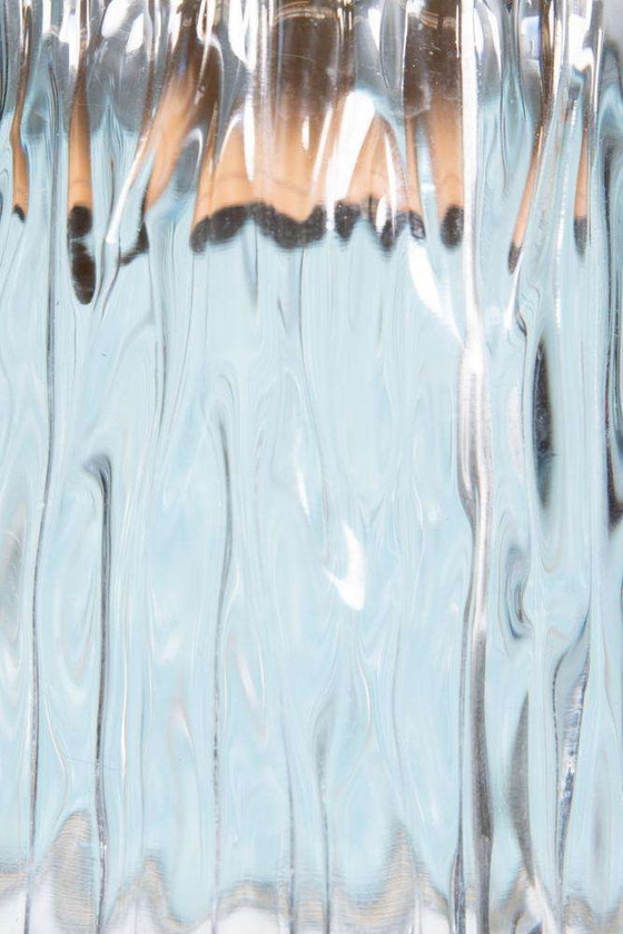 Image 1 of Vintage glass pendant lamp 1960s, ribbed glass Japandi lamp