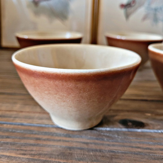 Image 1 of 6 Vintage Glazed Stoneware Bowls and Cups