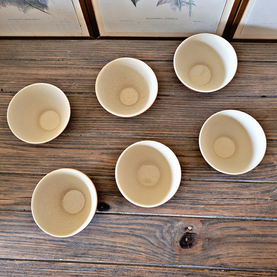 Image 1 of 6 Vintage Glazed Stoneware Bowls and Cups