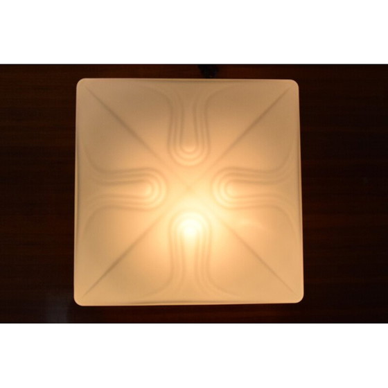 Image 1 of Vintage glass and metal ceiling lamp, Czechoslovakia 1970