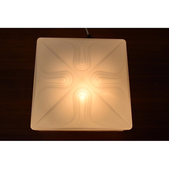 Image 1 of Vintage glass and metal ceiling lamp, Czechoslovakia 1970