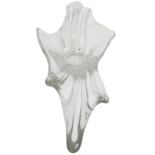 Vintage XL Murano glass bowl clear glass mid-century