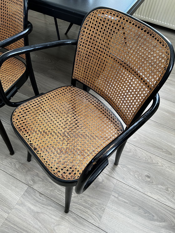 Image 1 of 3x Josef Hoffman Thonet no 811 chaise Prague avec accoudoirs