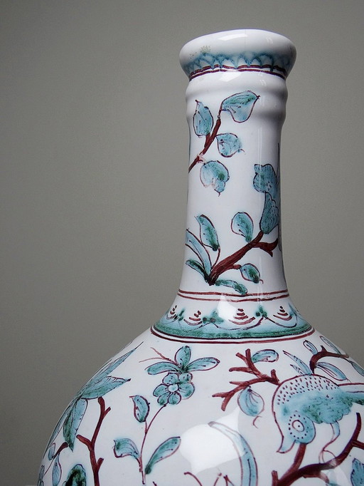 Vase Soliflore Bottle On Foot Portuguese Ceramic Handmade Conimbriga