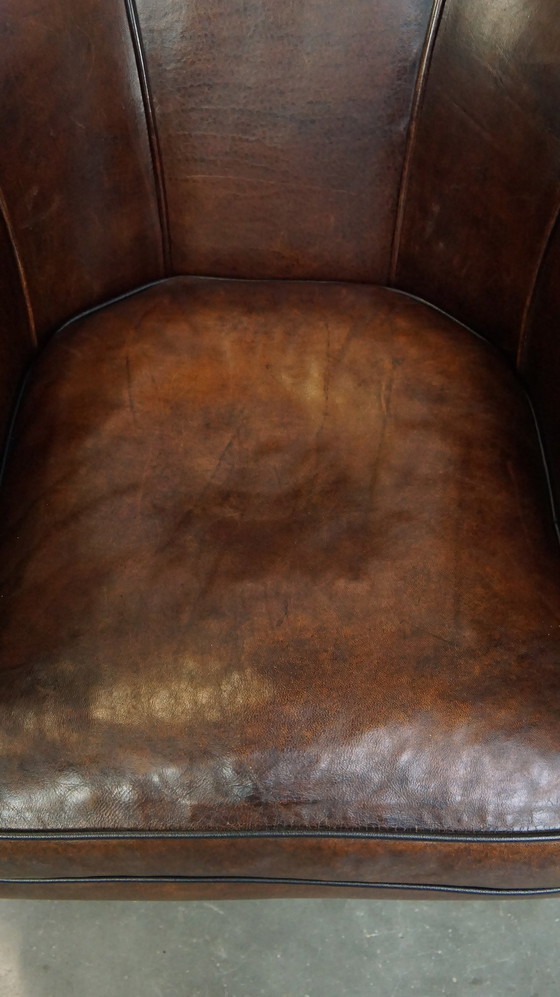 Image 1 of Fauteuil club en cuir de mouton foncé