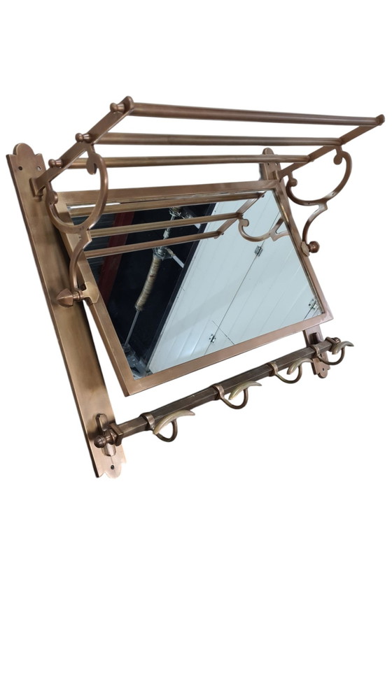 Image 1 of 1 X Hall Coat Rack With Adjustable Mirror, Train Coat Rack