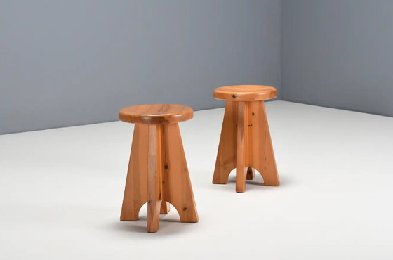 Image 1 of 2x Pine Stools