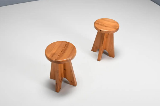 Image 1 of 2x Pine Stools