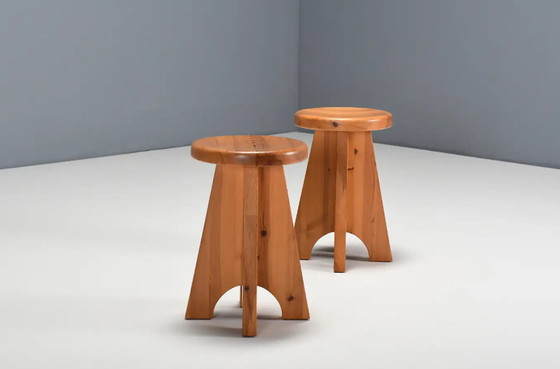 Image 1 of 2x Pine Stools