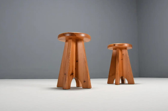 Image 1 of 2x Pine Stools