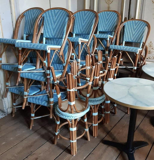 12x chaises en rotin français