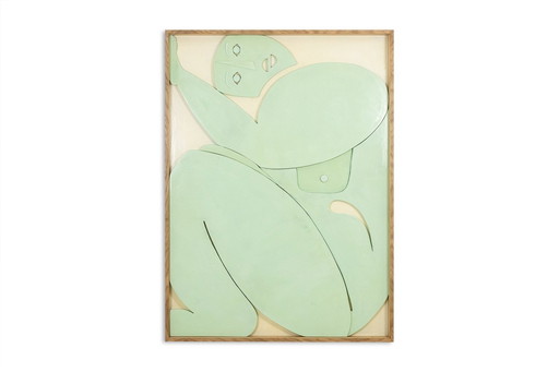 Carved Celadon Lacquer Panel. Contemporary.