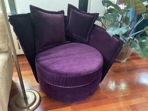 2x armchairs purple velvet