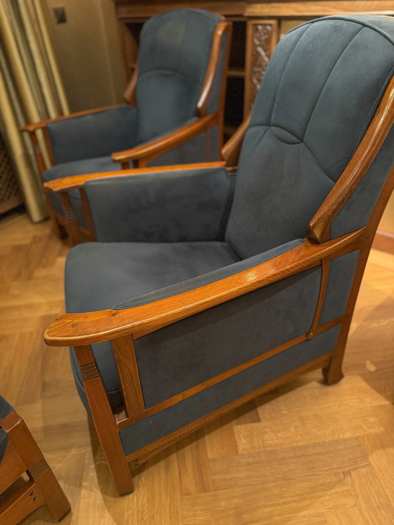 Image 1 of Schuitema Jugendstil Seating Corner, 2 Armchairs And Large Footstool