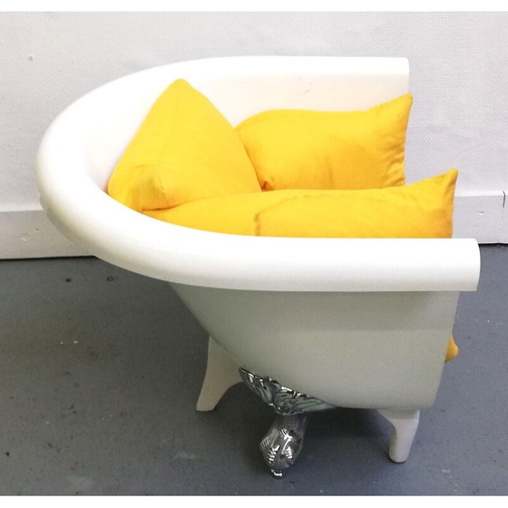 Image 1 of Pair of vintage bathtub armchairs with silver legs