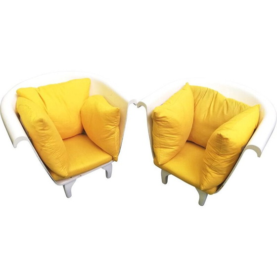 Image 1 of Pair of vintage bathtub armchairs with silver legs