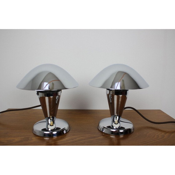 Image 1 of Coppia di lampade cromate vintage, Cecoslovacchia 1930