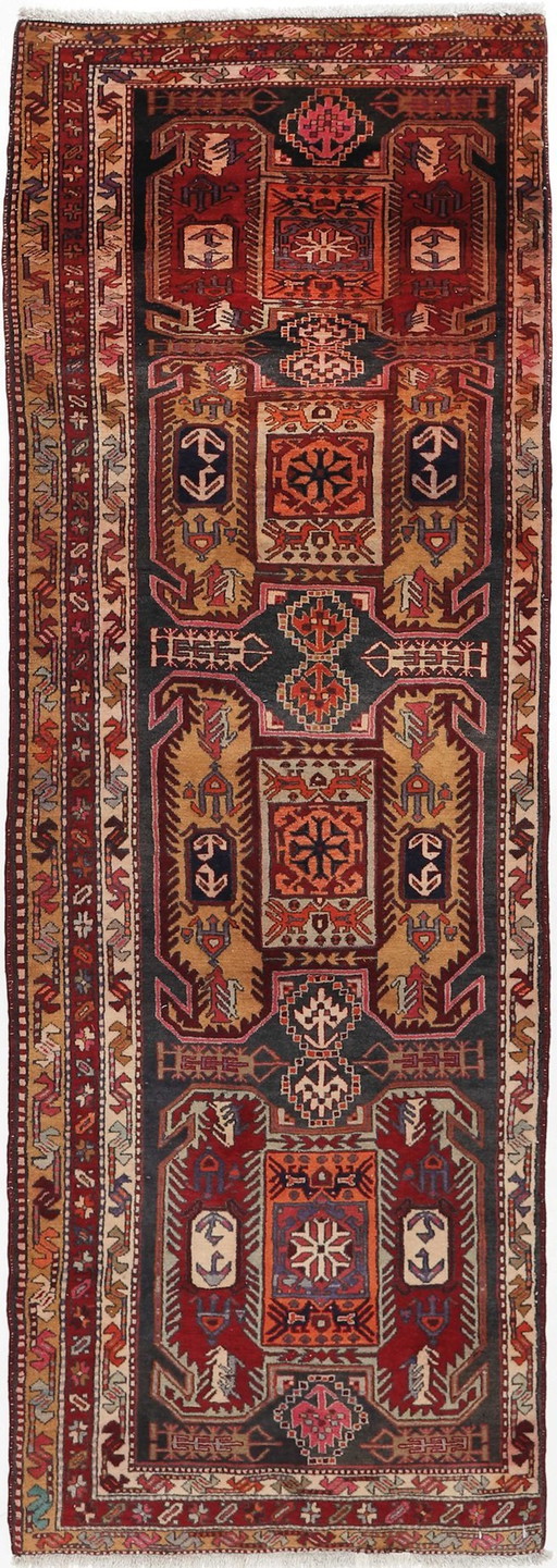 Original hand-knotted Persian carpet Ardebil Old 328 X 109 Cm Top condition