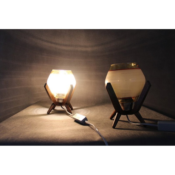 Image 1 of Pair of mid-century wooden table lamps by Dřevo Humpolec, 1970s