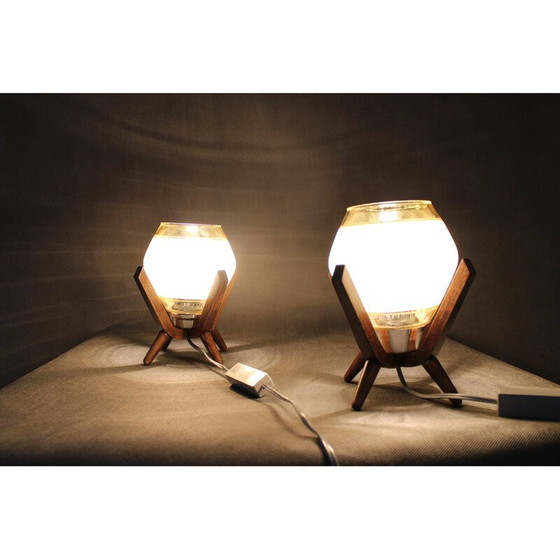 Image 1 of Pair of mid-century wooden table lamps by Dřevo Humpolec, 1970s