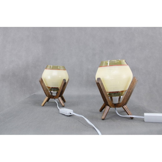 Image 1 of Pair of mid-century wooden table lamps by Dřevo Humpolec, 1970s