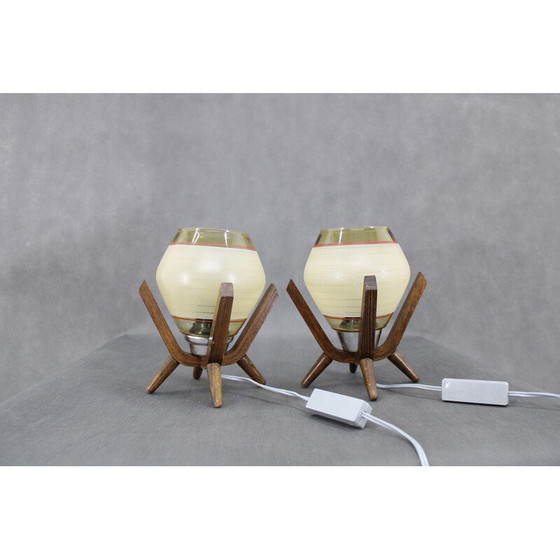 Image 1 of Pair of mid-century wooden table lamps by Dřevo Humpolec, 1970s