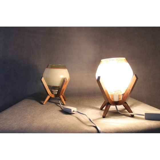 Image 1 of Pair of mid-century wooden table lamps by Dřevo Humpolec, 1970s