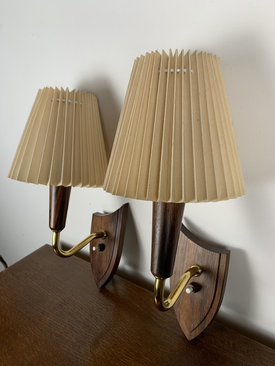 Image 1 of Pair Of Rosewood Wall Lights, Denmark, 1960