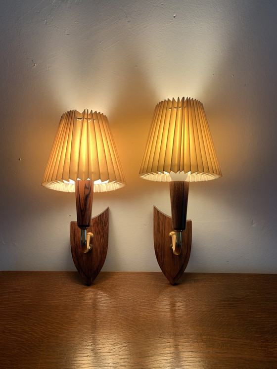 Image 1 of Pair Of Rosewood Wall Lights, Denmark, 1960