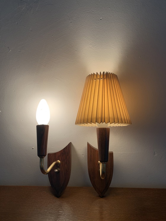 Image 1 of Pair Of Rosewood Wall Lights, Denmark, 1960