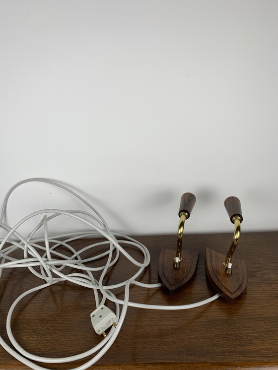 Image 1 of Pair Of Rosewood Wall Lights, Denmark, 1960