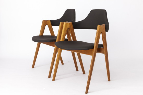 Image 1 of 2 Compass Teak Dining Chairs, 1960s, by Kai Kristiansen for Sva Møbler, Set of 2, Danish
