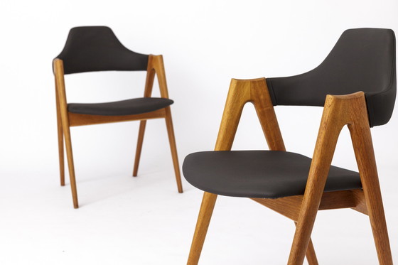 Image 1 of 2 Compass Teak Dining Chairs, 1960s, by Kai Kristiansen for Sva Møbler, Set of 2, Danish