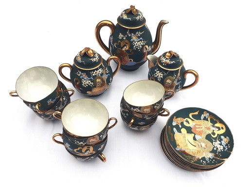 Japanese Satsuma Tea Set In Porcelain