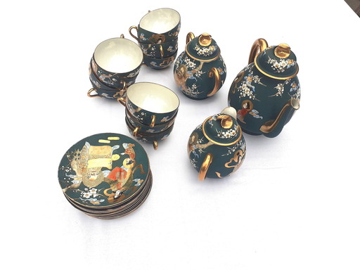 Japanese Satsuma Tea Set In Porcelain