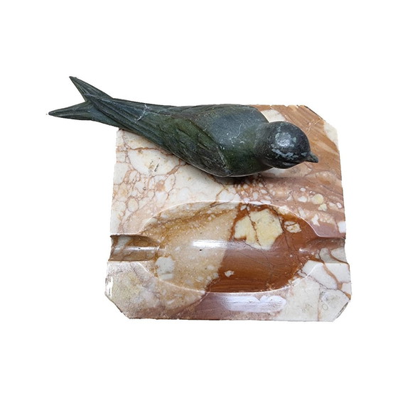 Image 1 of French Art Deco Marble Ashtray With Sparrow, Circa 1930s