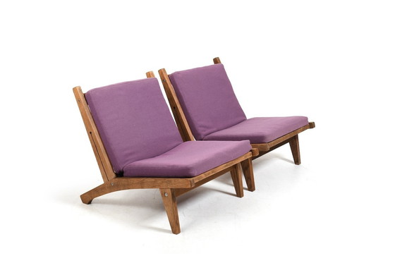 Image 1 of Pair Of Ge-375 Easychairs In Oak By Hans J. Wegner