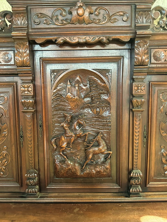 Image 1 of French monumental carved cabinet with figures - 1880-1890