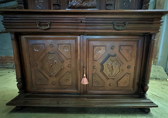 Image 1 of French monumental carved cabinet with figures - 1880-1890