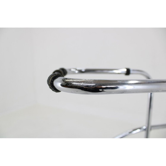 Image 1 of Mobile contenitore vintage Bauhaus in acciaio cromato e vetro opalino, Cecoslovacchia 1930