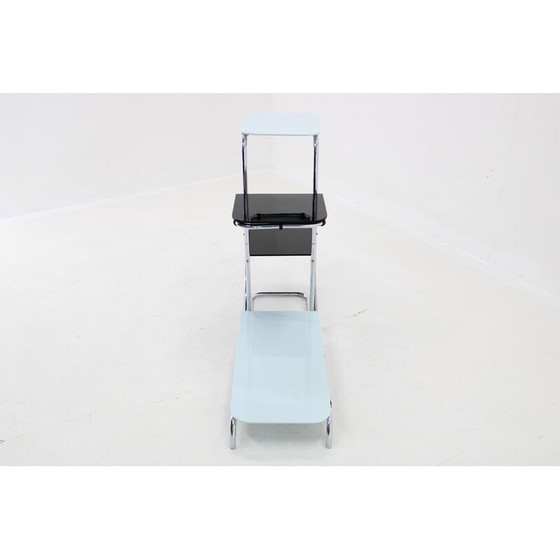 Image 1 of Mobile contenitore vintage Bauhaus in acciaio cromato e vetro opalino, Cecoslovacchia 1930