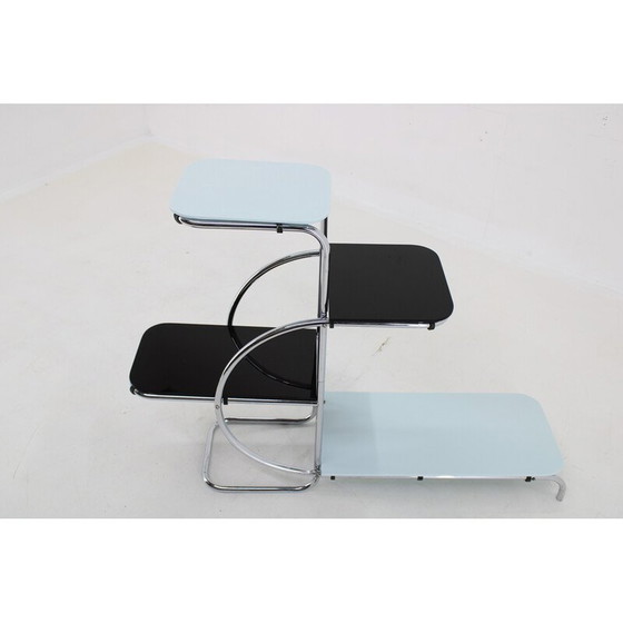 Image 1 of Mobile contenitore vintage Bauhaus in acciaio cromato e vetro opalino, Cecoslovacchia 1930